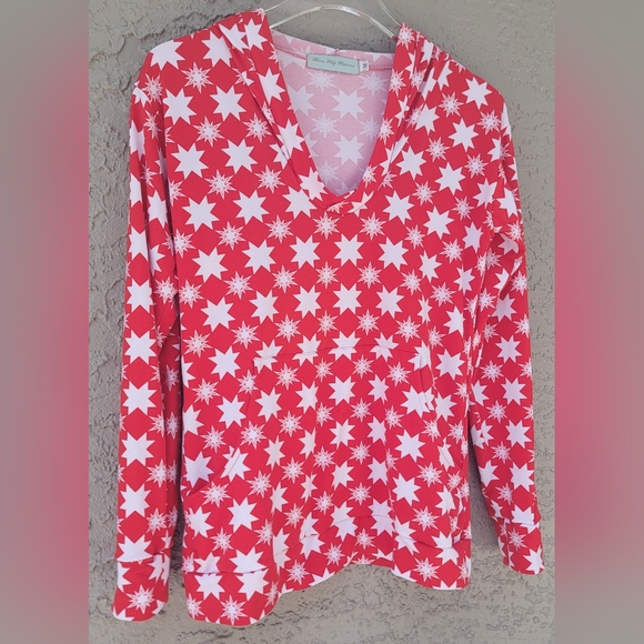 Anna Kay Fashions lightweight hoodie red with white stars size Medium - Picture 5 of 14